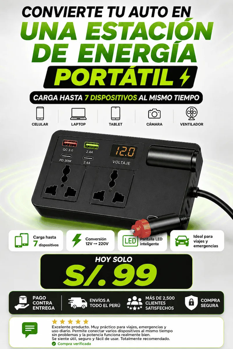 ESTACIÓN DE ENERGÍA PORTÁTIL PARA TU AUTO ⚡